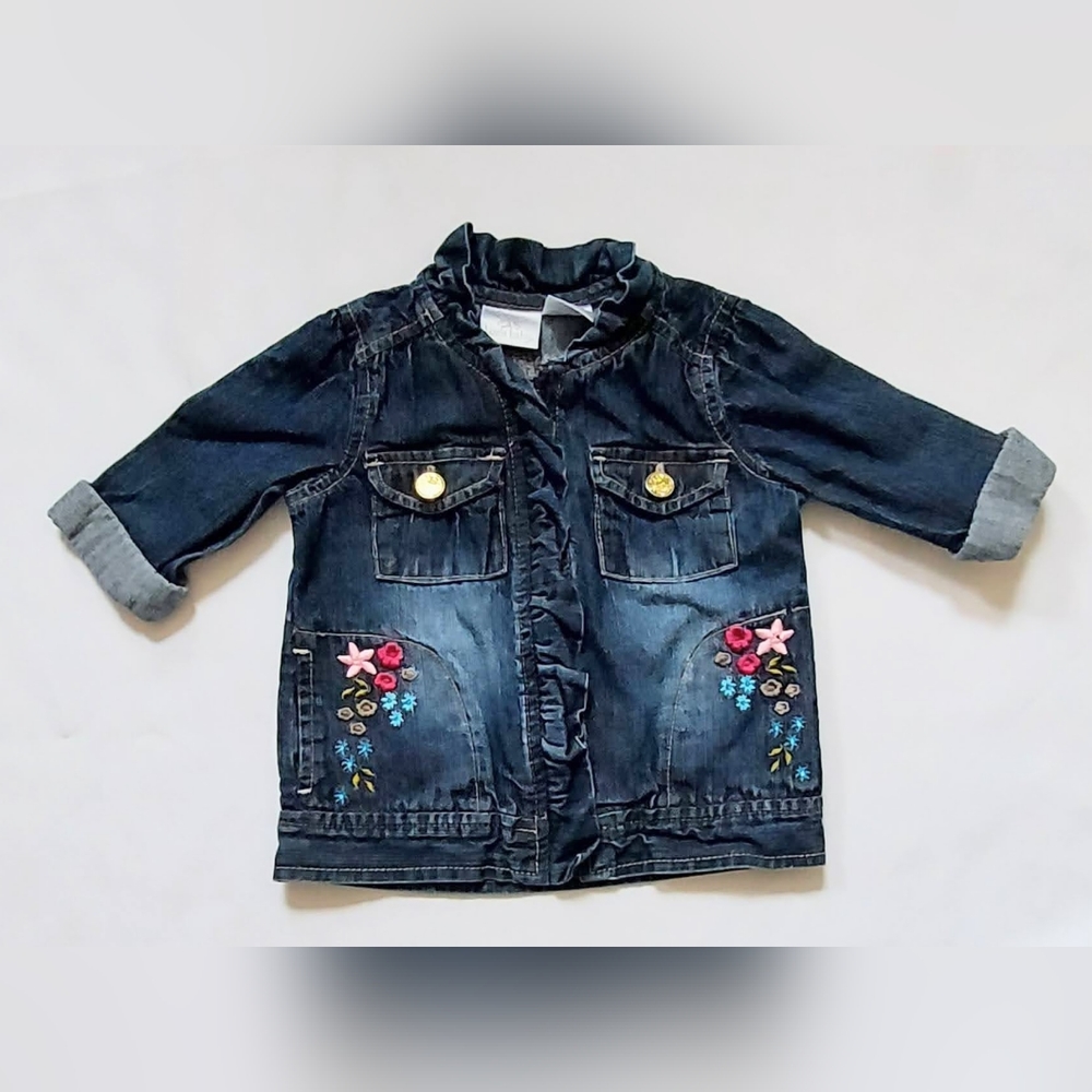 Koala Baby Embroidered Ruffle Long Sleeve 100% Cotton Jean Jacket 18M